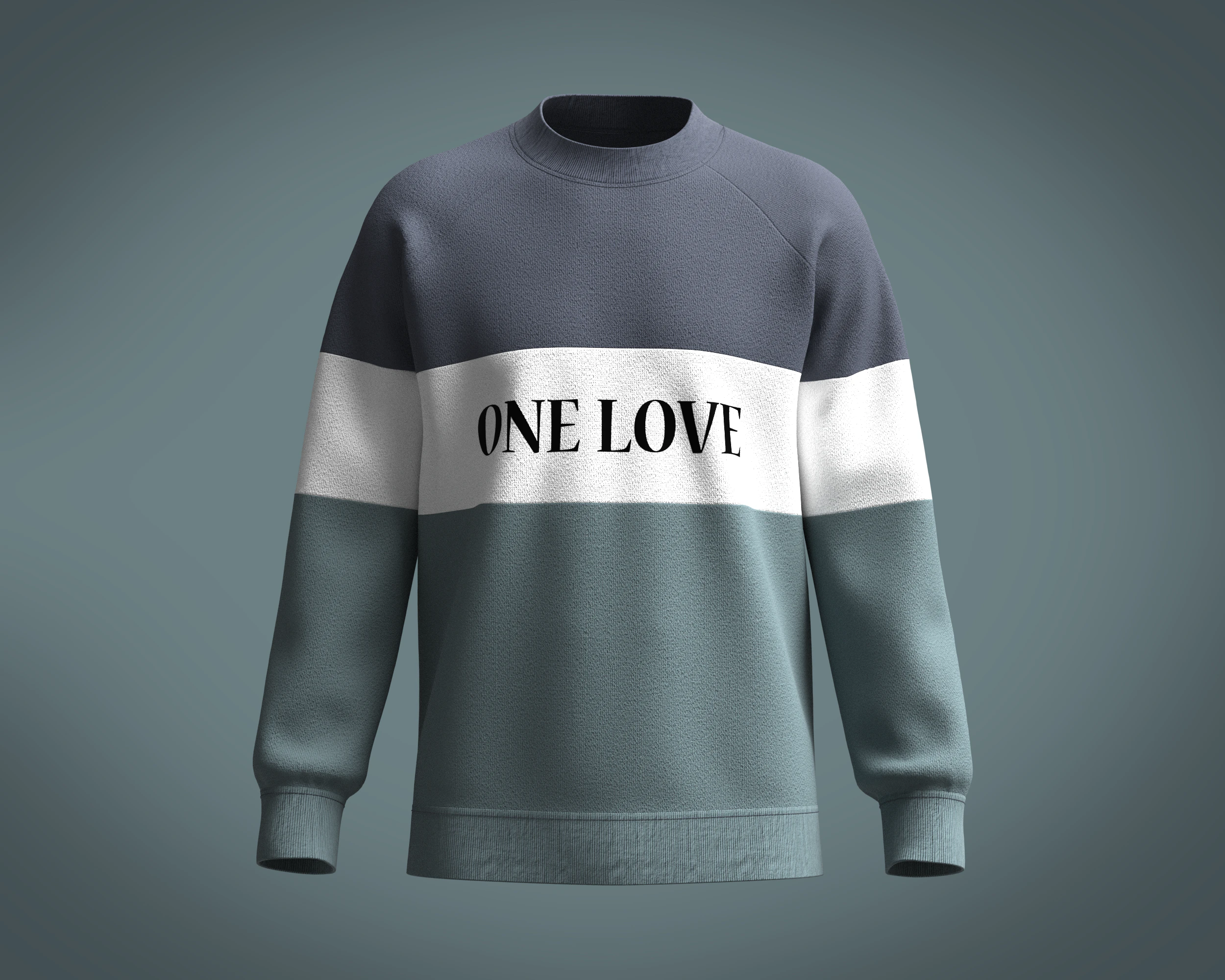 Men Sweatshirt - one love 3D Model .c4d .max .obj .3ds .fbx .stl .blend
