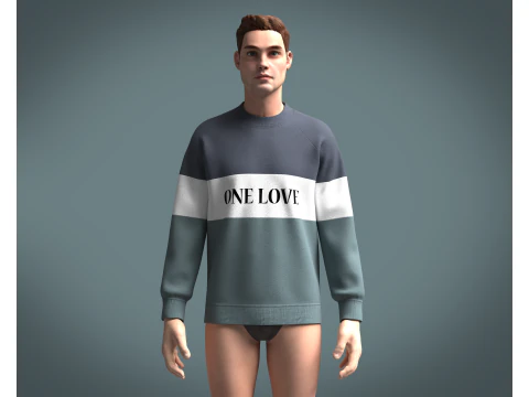 Men Sweatshirt - one love 3D Model