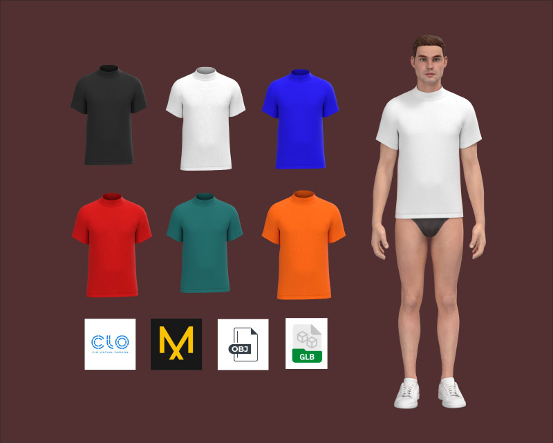 High Neck Tshirt - Colorway 3D Модель .c4d .max .obj .3ds .fbx .stl .blend 