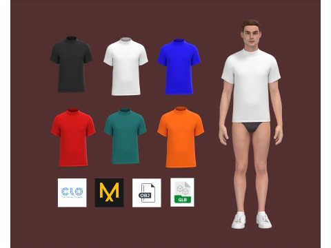 T-shirt z zabudowanym dekoltem &ndash; kolorystyka Model 3D