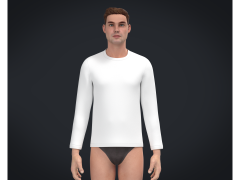 Men Long Sleeve T-Shirt - Colorway 3D Model
