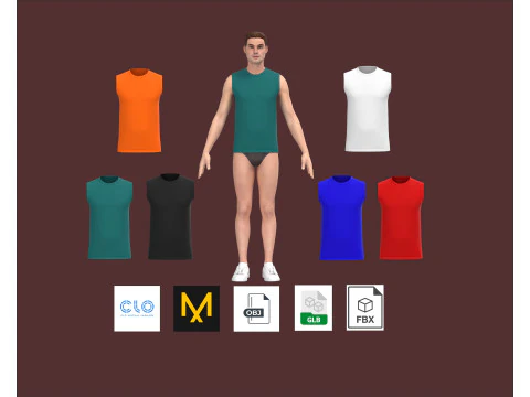 T-shirt senza maniche da uomo - Colorway Modello 3D