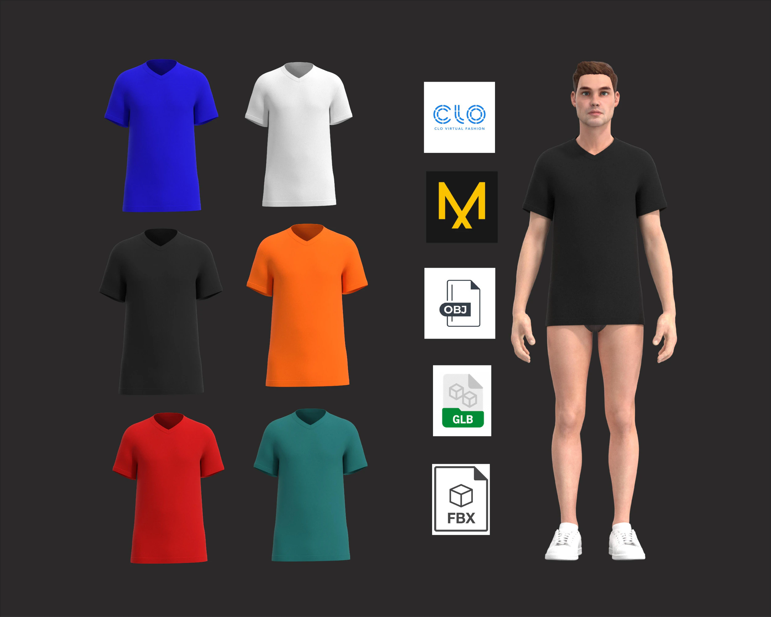T-Shirt Vneck - Colorway 3D Model .c4d .max .obj .3ds .fbx .stl .blend 