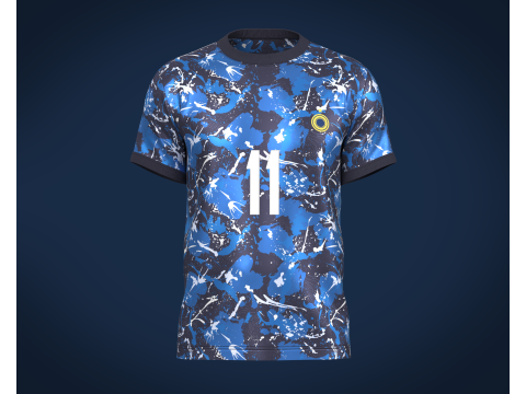 Soccer Football Monochromatic Blue Jersey Player-11 3D 模型