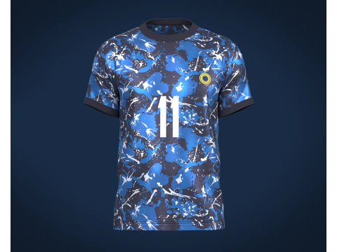 Calcio Calcio Maglia blu monocromatica Giocatore-11 Modello 3D