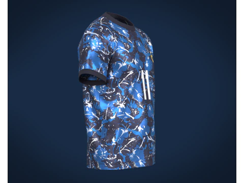 Soccer Football Monochromatic Blue Jersey Player-11 3D Model