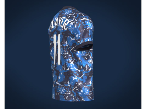 Soccer Football Monochromatic Blue Jersey Player-11 3D Model