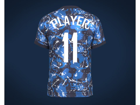 Soccer Football Monochromatic Blue Jersey Player-11 3D Model