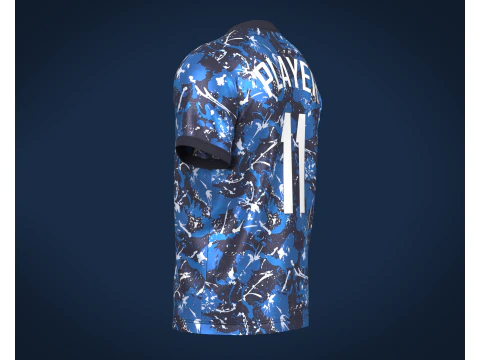 Soccer Football Monochromatic Blue Jersey Player-11 3D Model