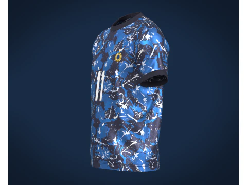 Soccer Football Monochromatic Blue Jersey Player-11 3D Model