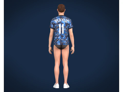 Soccer Football Monochromatic Blue Jersey Player-11 3D Model