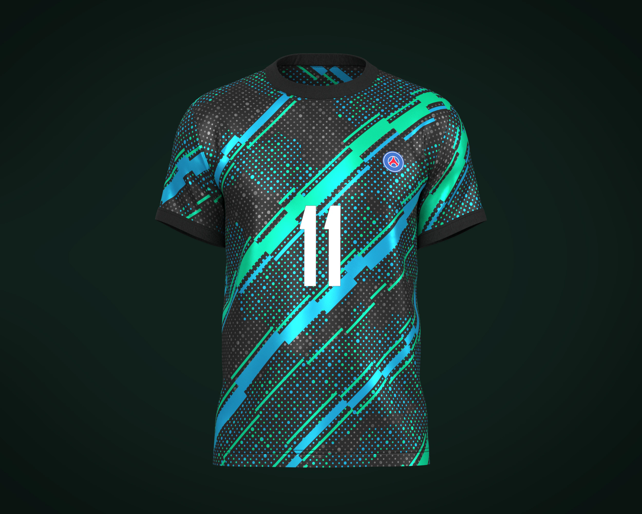 Soccer Football Mint Green With Blue Jersey Player-11 3D Model .c4d .max .obj .3ds .fbx .stl .blend 