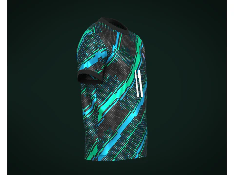 Soccer Football Mint Green With Blue Jersey Player-11 3D Model