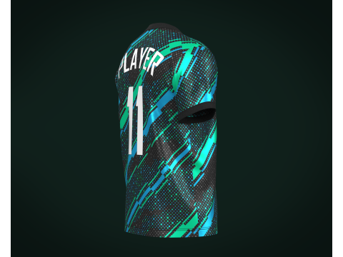 Soccer Football Mint Green With Blue Jersey Player-11 3D 모델