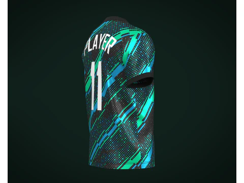 Soccer Football Mint Green With Blue Jersey Player-11 3D Model