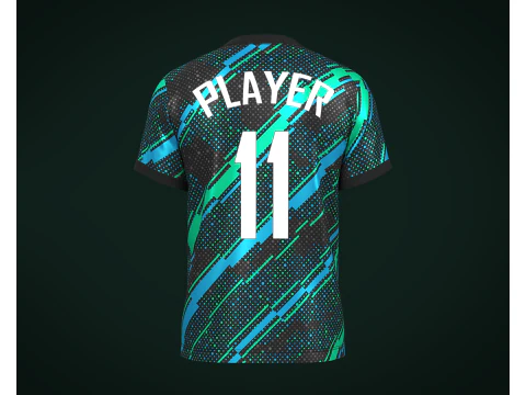 Soccer Football Mint Green With Blue Jersey Player-11 3D Model