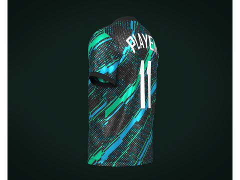 Soccer Football Mint Green With Blue Jersey Player-11 3D 모델