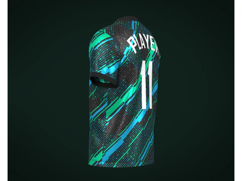 Soccer Football Mint Green With Blue Jersey Player-11 3D Model