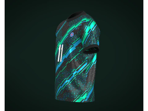 Soccer Football Mint Green With Blue Jersey Player-11 3D Model