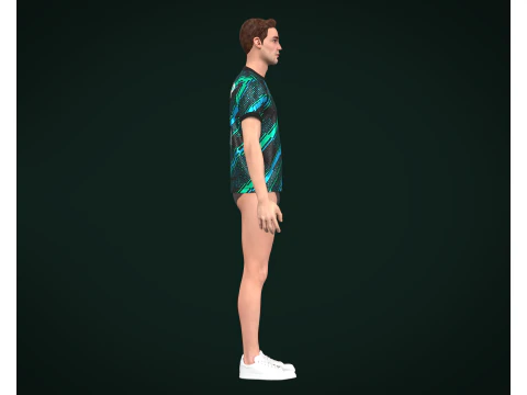 Soccer Football Mint Green With Blue Jersey Player-11 3D Model