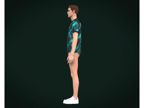 Soccer Football Mint Green With Blue Jersey Player-11 3D 모델