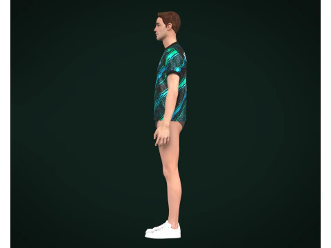 Soccer Football Mint Green With Blue Jersey Player-11 3D Model