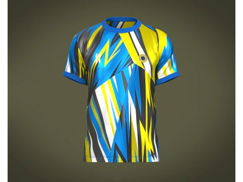 Futebol Futebol Mostarda Amarelo Com Camisa Azul Jogador-11 Modelo 3D
