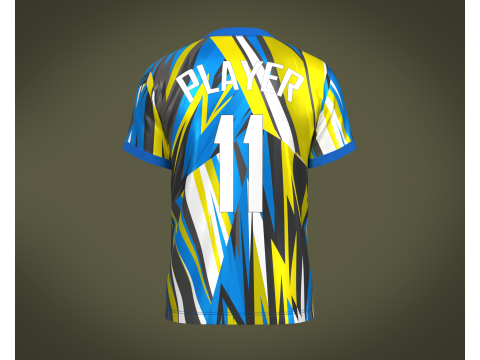 Soccer Football Mustard Yellow With Blue Jersey Player-11 3D Модель
