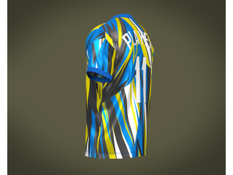 Soccer Football Mustard Yellow With Blue Jersey Player-11 3D Модель