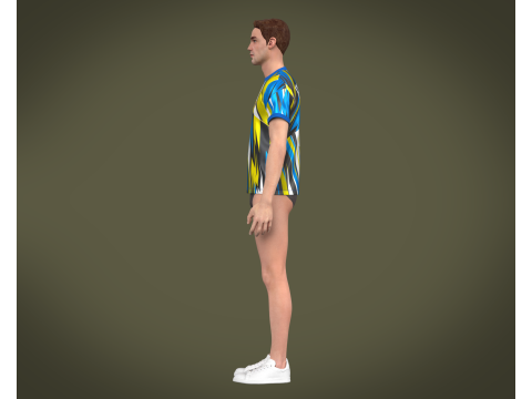 Soccer Football Mustard Yellow With Blue Jersey Player-11 3D Модель