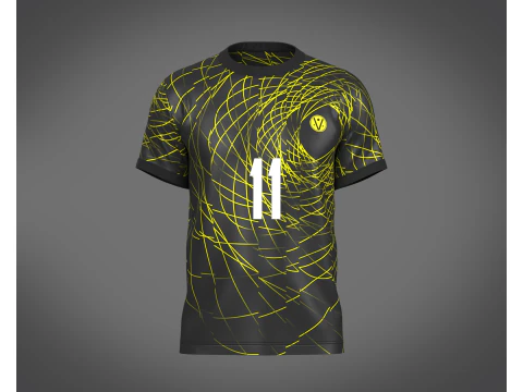 축구 축구 네온 노란색과 검정색 저지 Player-11 3D 모델