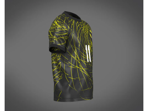 Soccer Football Neon yellow with black Jersey Player-11 3D Model