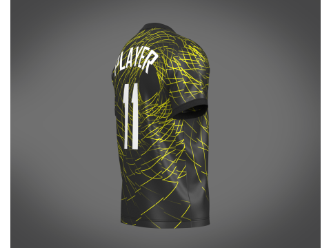 Soccer Football Neon yellow with black Jersey Player-11 3Dモデル