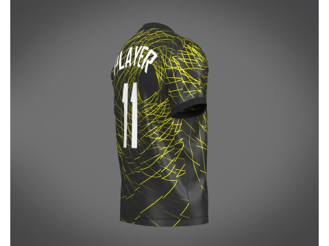Soccer Football Neon yellow with black Jersey Player-11 3D Model