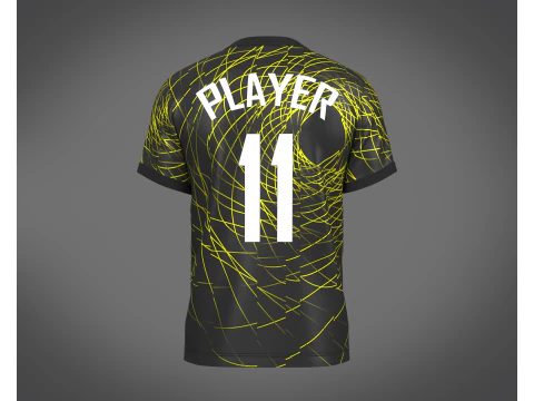 Soccer Football Neon yellow with black Jersey Player-11 3D Model