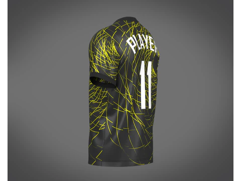 Soccer Football Neon yellow with black Jersey Player-11 3D Model