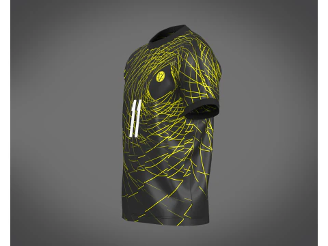Soccer Football Neon yellow with black Jersey Player-11 3D Model