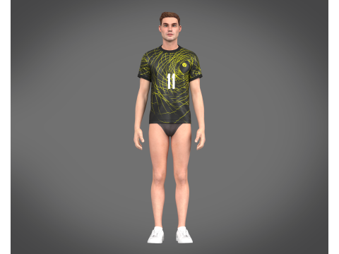 Soccer Football Neon yellow with black Jersey Player-11 3Dモデル