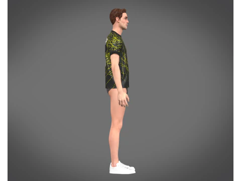 Soccer Football Neon yellow with black Jersey Player-11 3D Model