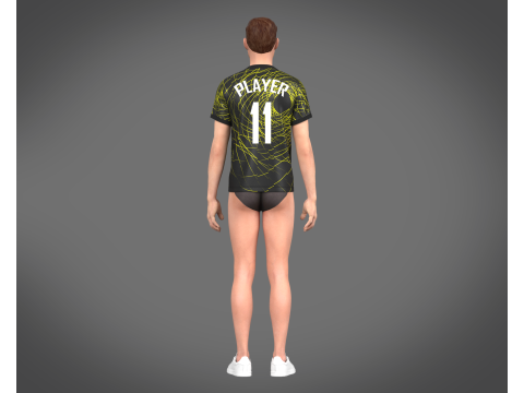 Soccer Football Neon yellow with black Jersey Player-11 3Dモデル