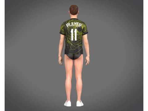 Soccer Football Neon yellow with black Jersey Player-11 3D Model