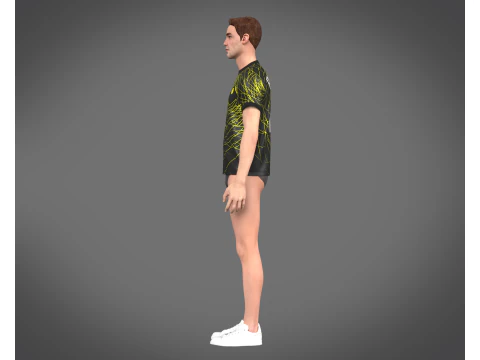 Soccer Football Neon yellow with black Jersey Player-11 3D Model