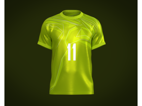 Soccer Football Neon Green color Jersey Player-11 3D Model