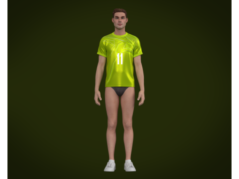 Soccer Football Neon Green color Jersey Player-11 3D 모델
