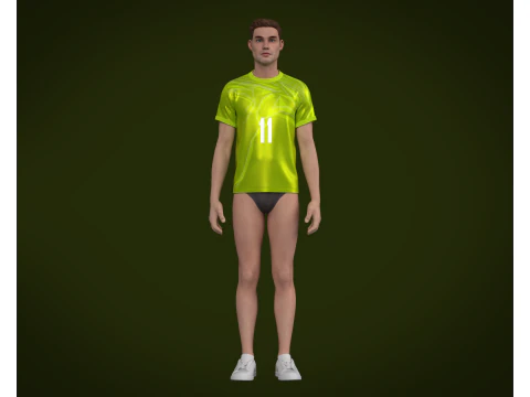 Soccer Football Neon Green color Jersey Player-11 3D Model
