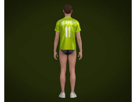 Soccer Football Neon Green color Jersey Player-11 3D Model
