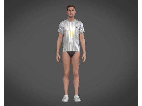 Soccer Football Off-white with Ash Jersey Player-11 3D Model