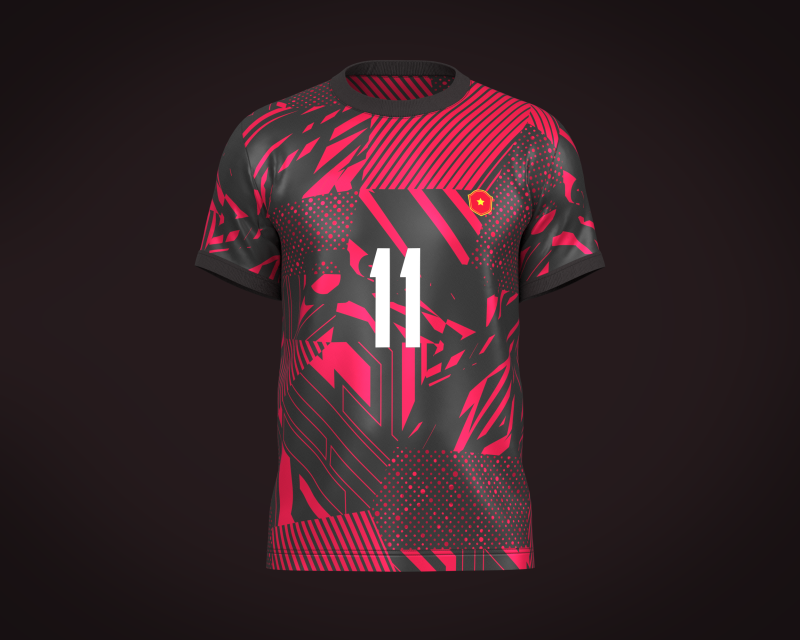 Soccer Football Red and Black color Jersey Player-11 Model 3D .c4d .max .obj .3ds .fbx .stl .blend 