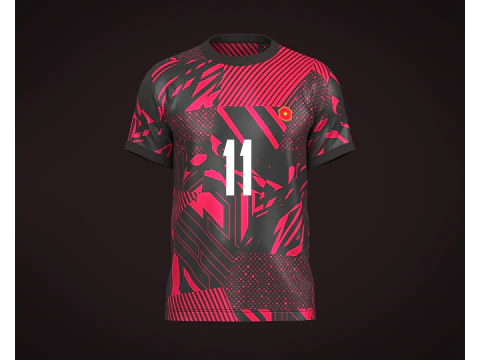 축구 축구 레드와 블랙 컬러 저지 Player-11 3D 모델