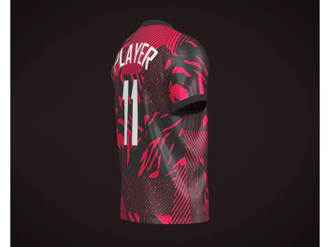 Soccer Football Red and Black color Jersey Player-11 3D Model